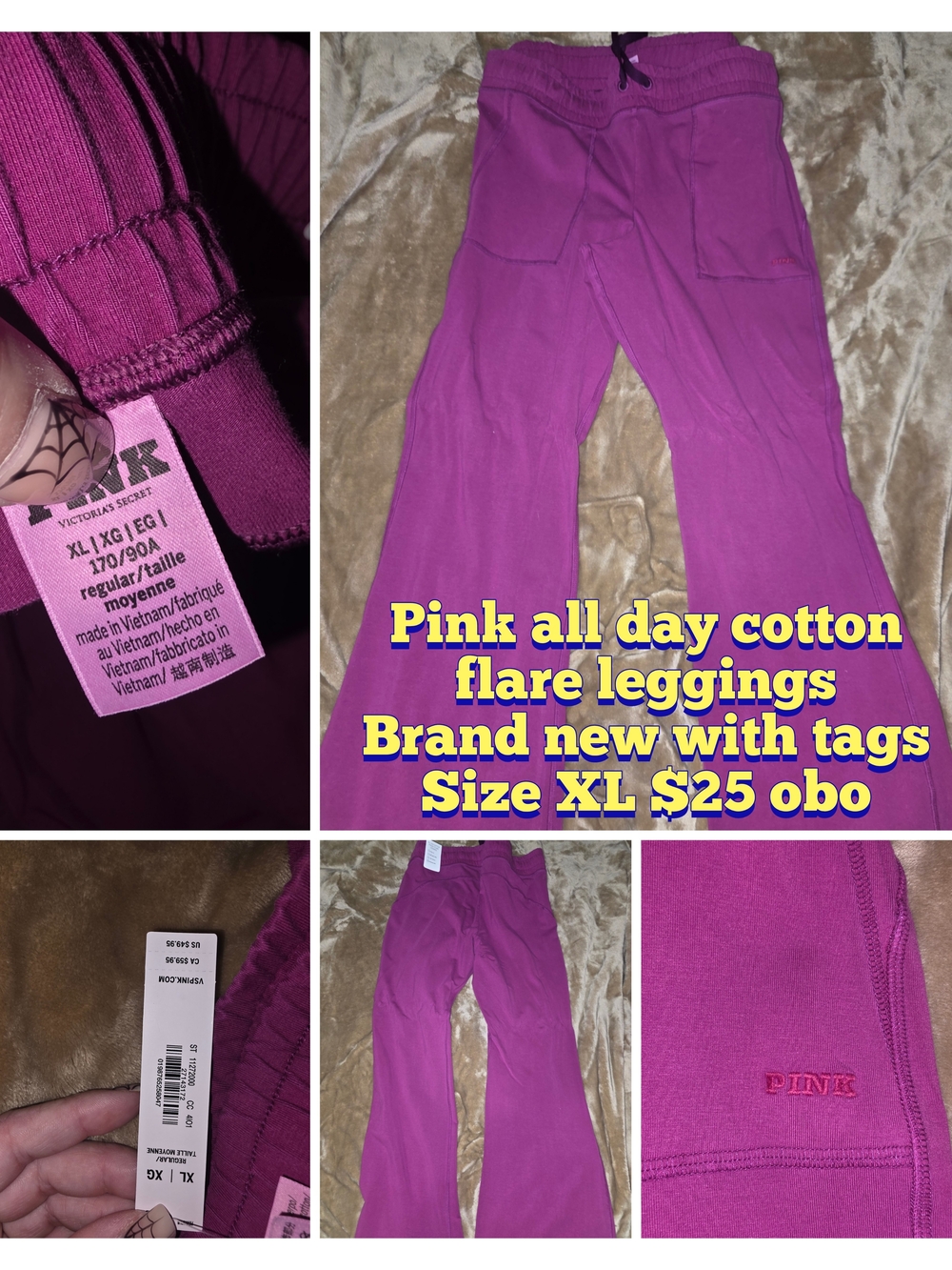PINK Victoria's Secret Cotton Flare Leggings in Bright Fuchsia Pink